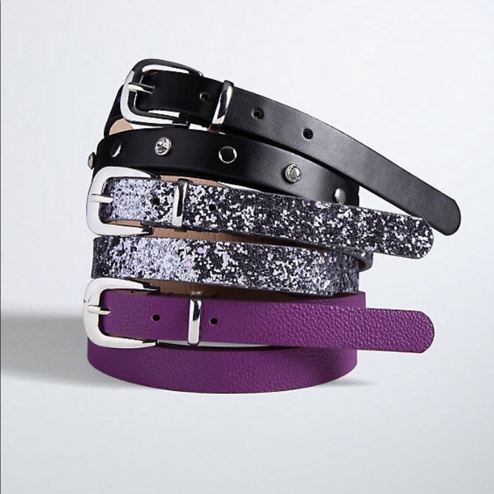 Textured purple faux leather belt